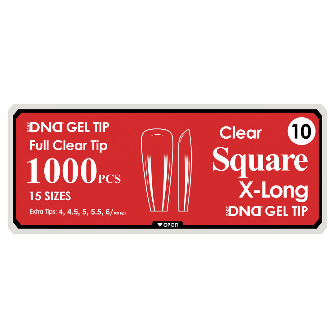 DND Full Clear Gel Tips #10 Square X-Long (1000 pcs)