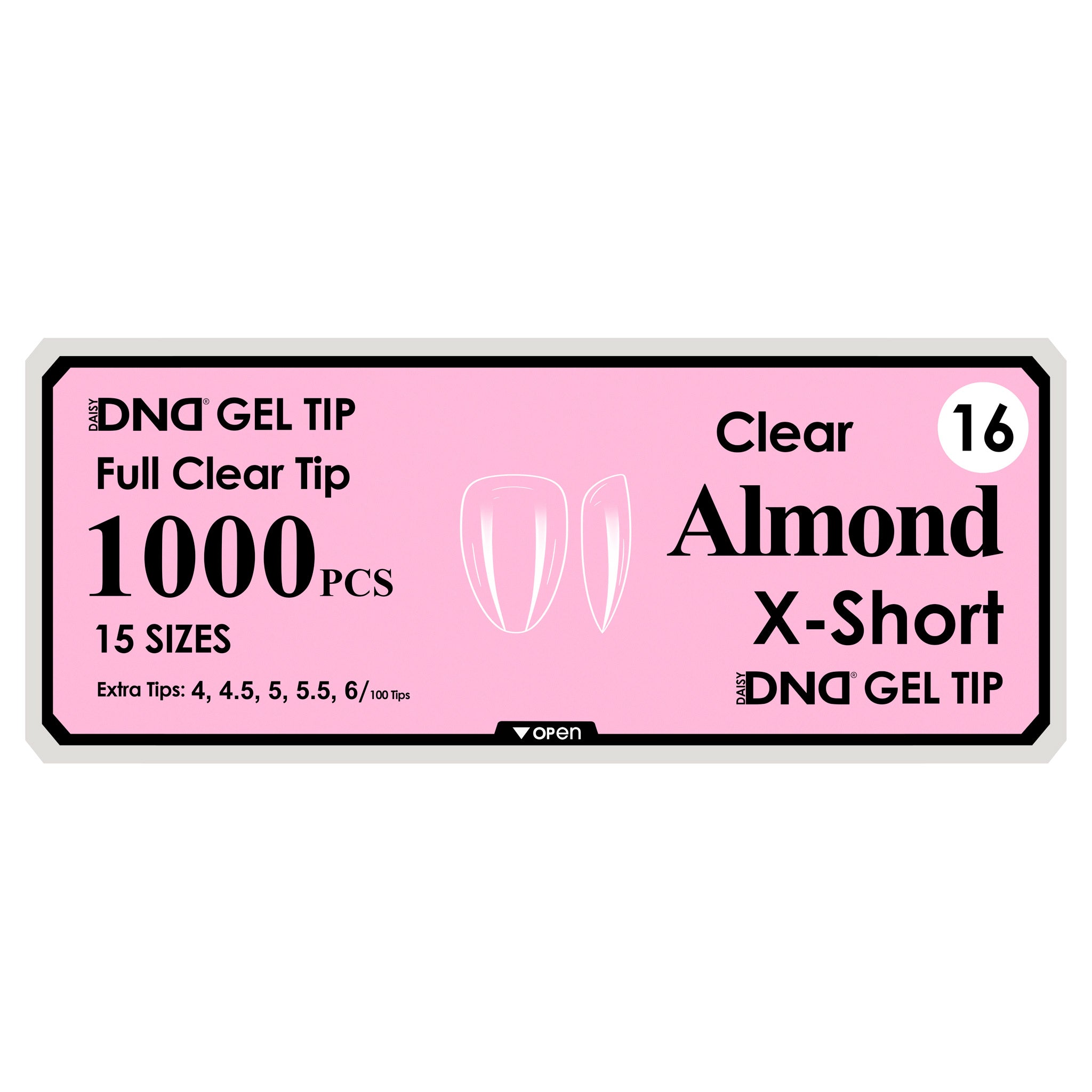 DND Full Clear Gel Tips #16 Almond Extra Short (1000 pcs)