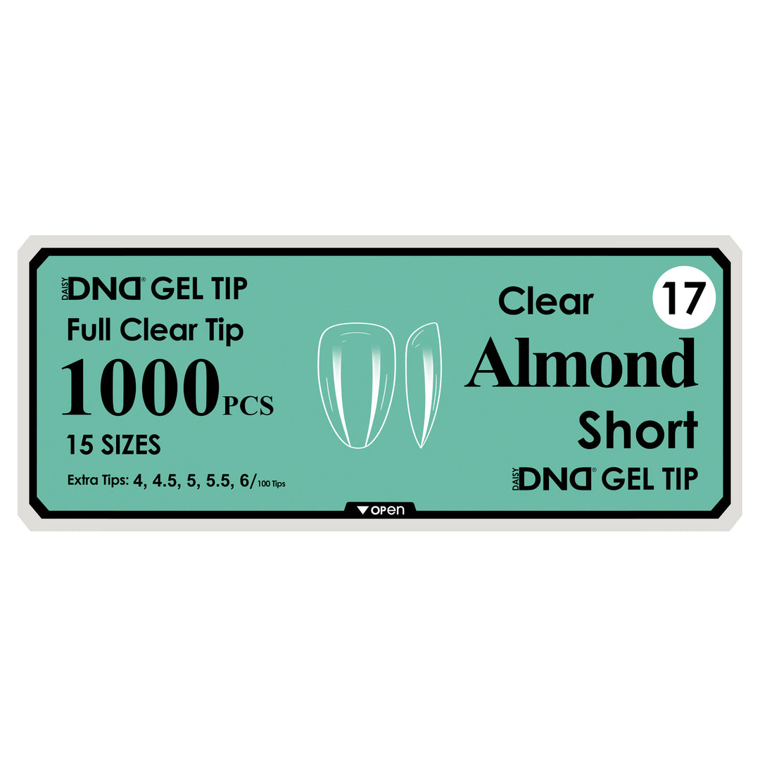 DND Full Clear Gel Tips #17 Almond Short (1000 pcs)