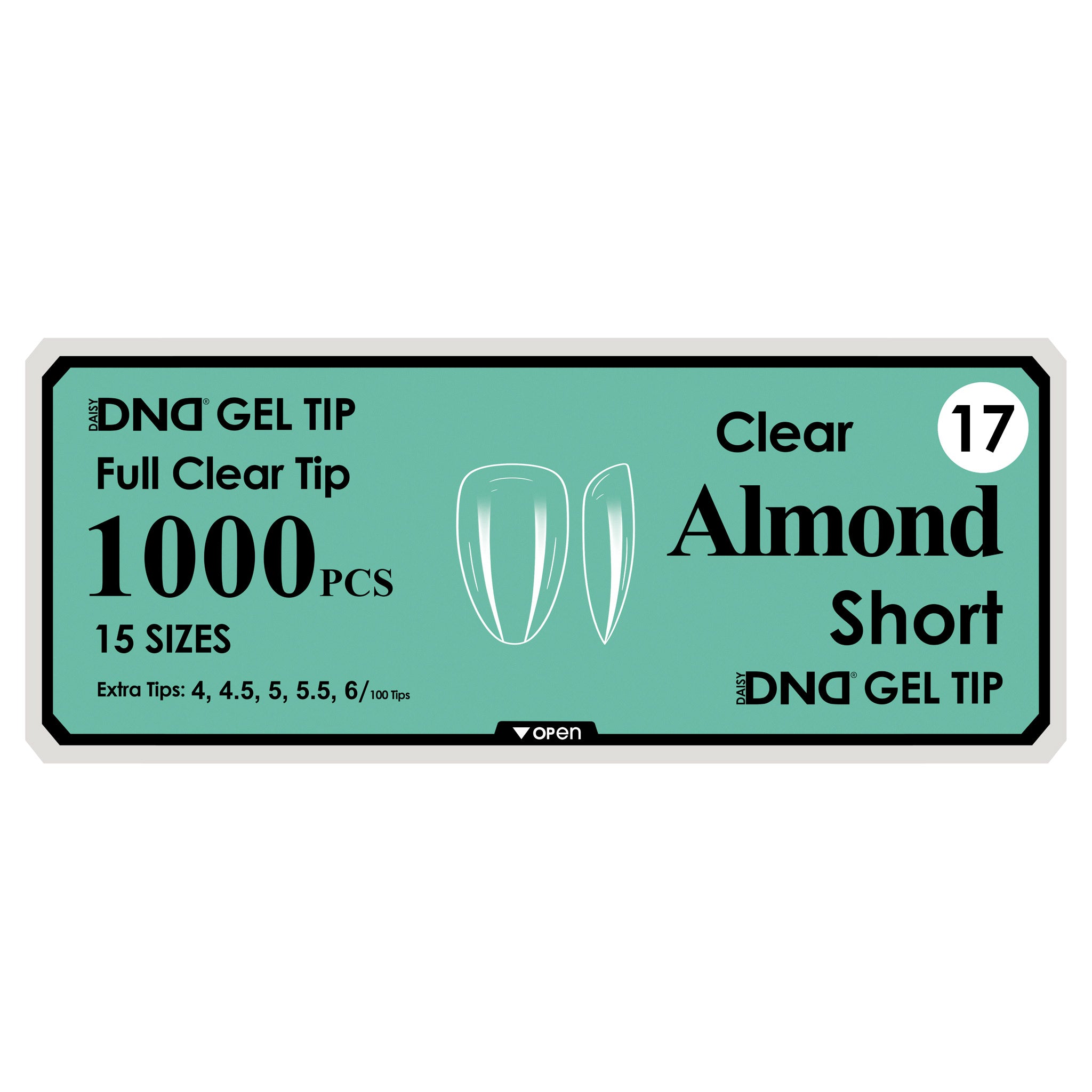 DND Full Clear Gel Tips #17 Almond Short (1000 pcs)