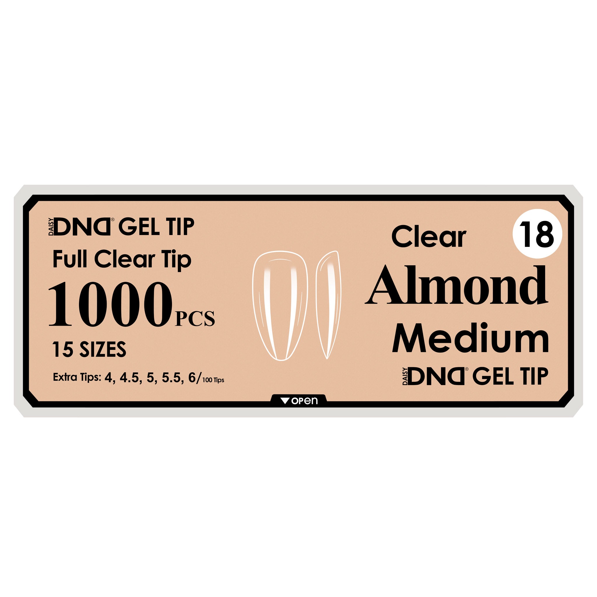 DND Full Clear Gel Tips #18 Almond Medium (1000 pcs)