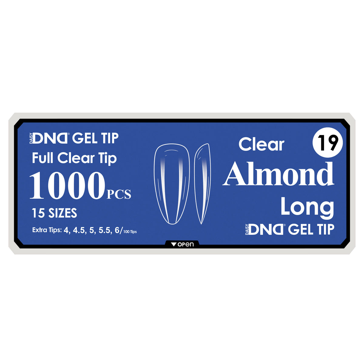 DND Full Clear Gel Tips #19 Almond Long (1000 pcs)