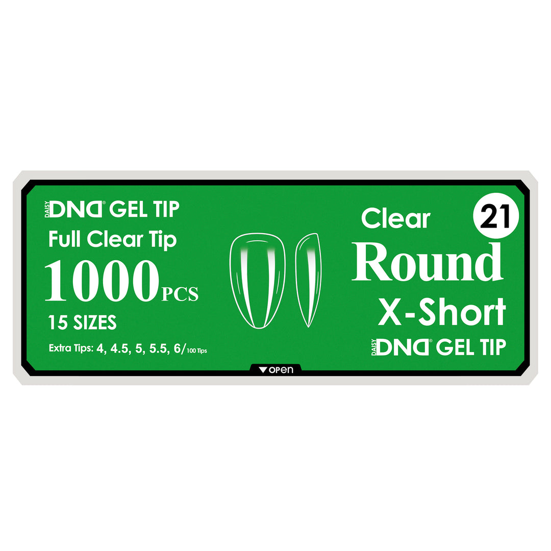 DND Full Clear Gel Tips #21 Round X-Short (1000 pcs)