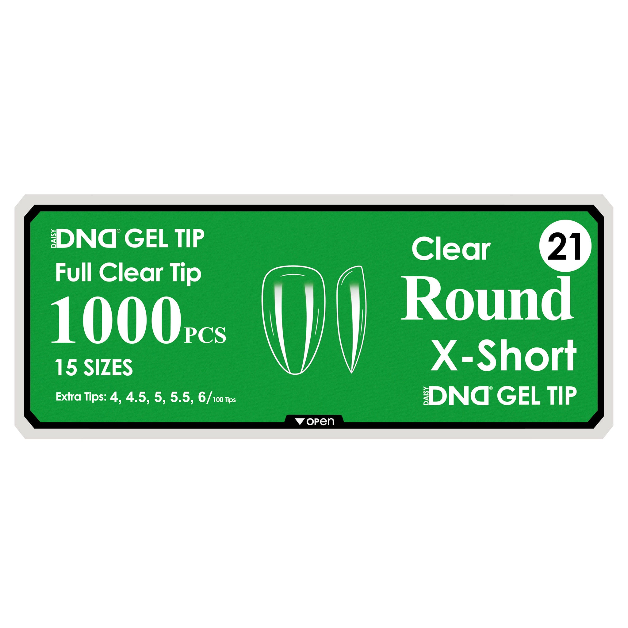 DND Full Clear Gel Tips #21 Round X-Short (1000 pcs)