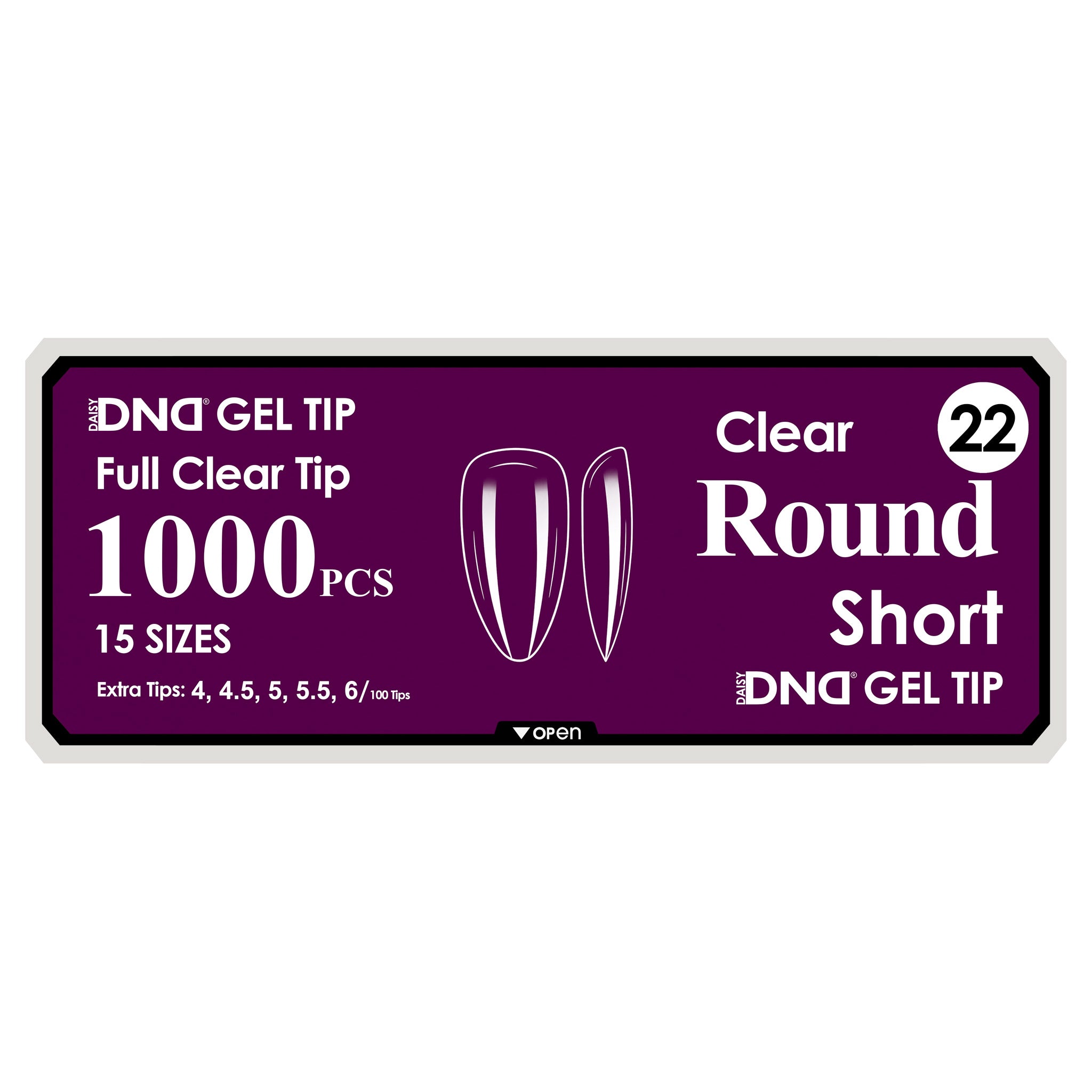 DND Full Clear Gel Tips #22 Round Short (1000 pcs)