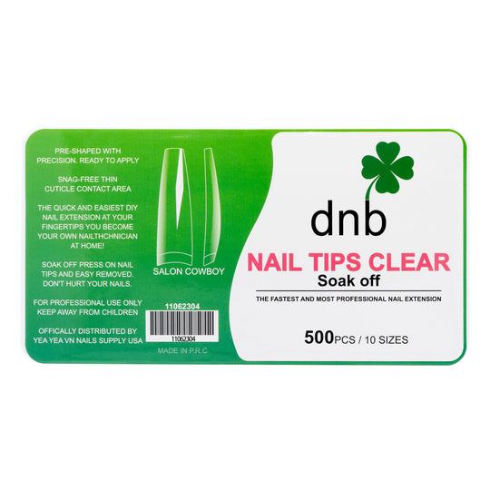 DNB Salon Cowboy Clear Gel Tips, Soak-Off Nail Extensions