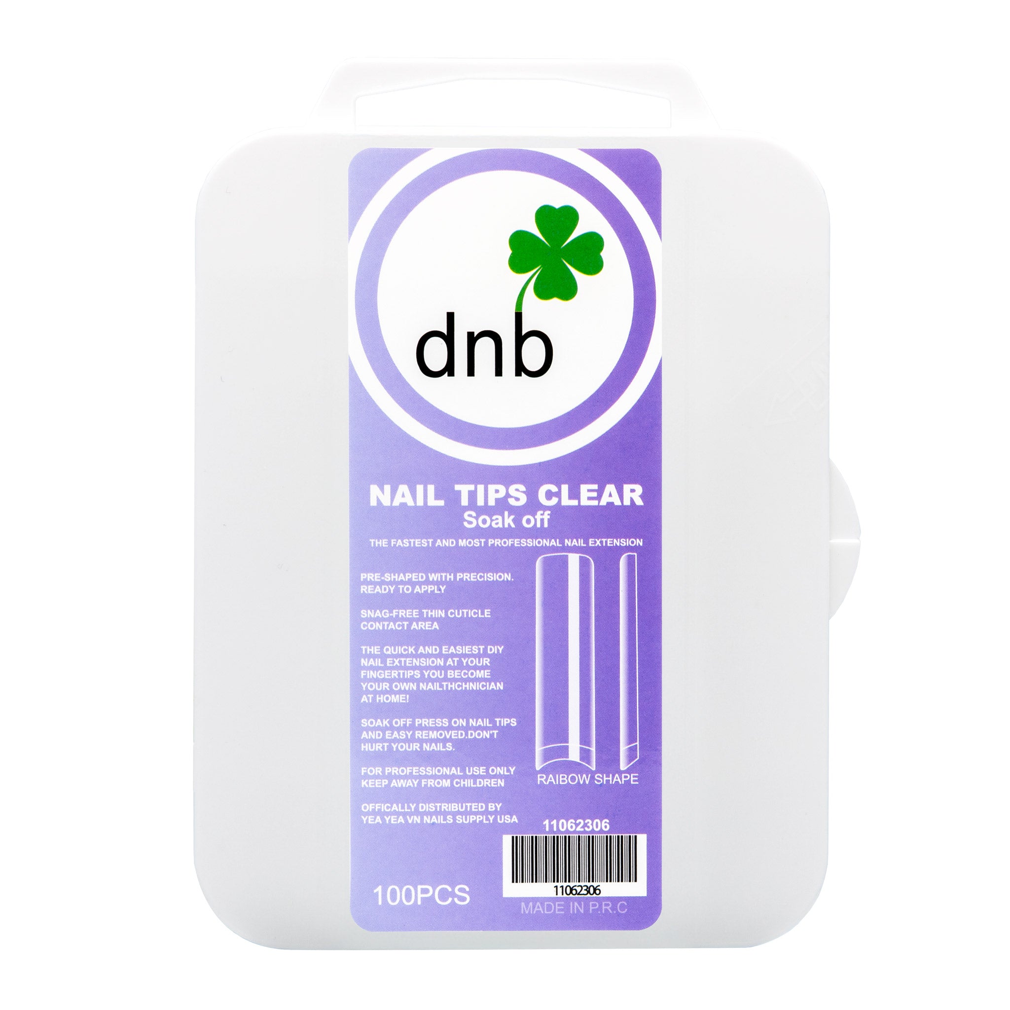 DNB Rainbow Shape Clear Gel Tips, Soak-Off Nail Extensions