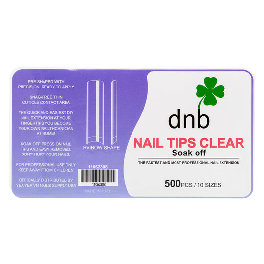 DNB Rainbow Shape Clear Gel Tips, Soak-Off Nail Extensions