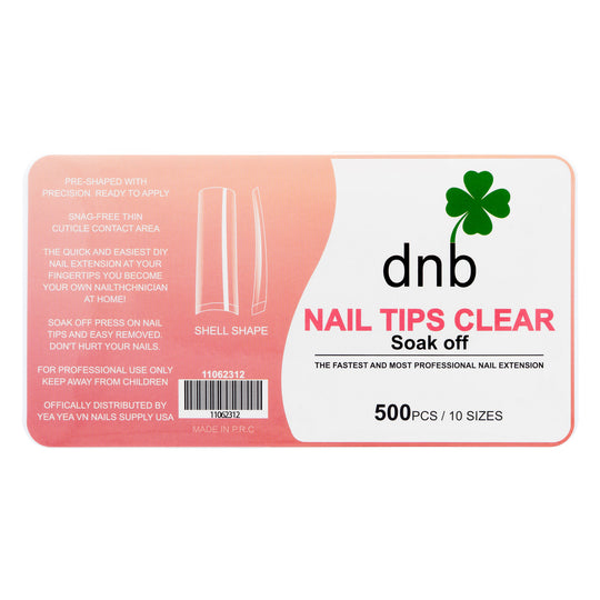 DNB Shell Shape Clear Gel Tips, Soak-Off Nail Extensions