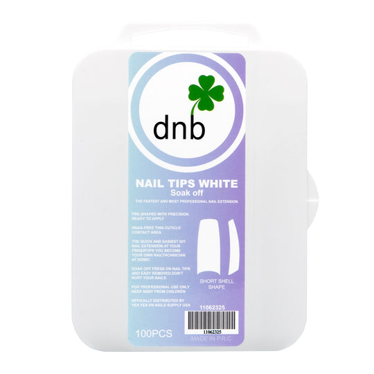 DNB Short Shell Shape White Gel Tips, Soak-Off Nail Extensions