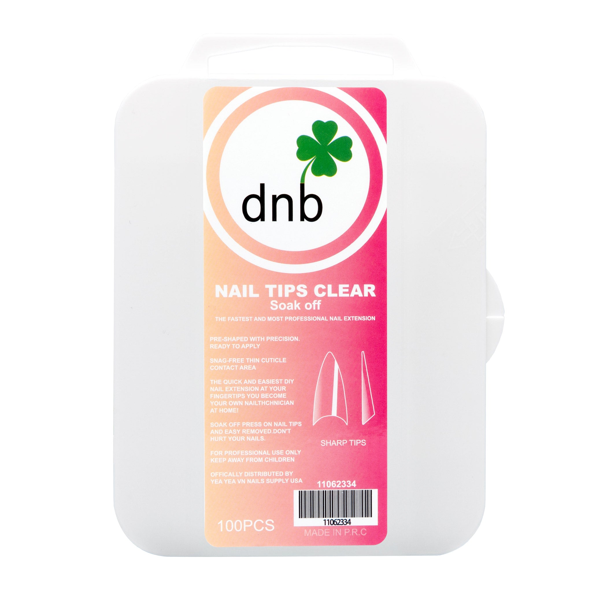 DNB Sharp Tips Clear Gel Tips, Soak-Off Nail Extensions