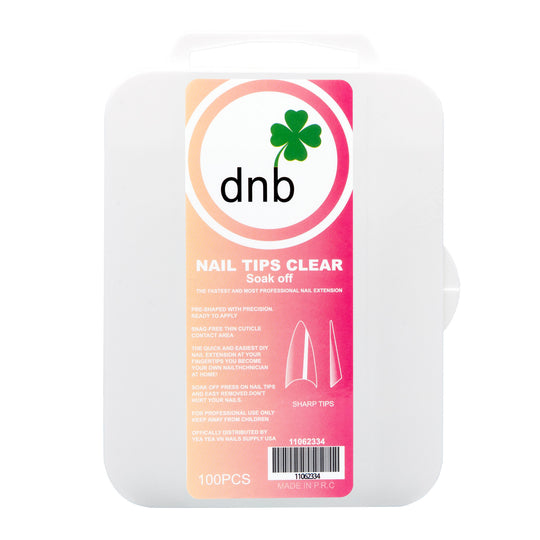 DNB Sharp Tips Clear Gel Tips, Soak-Off Nail Extensions