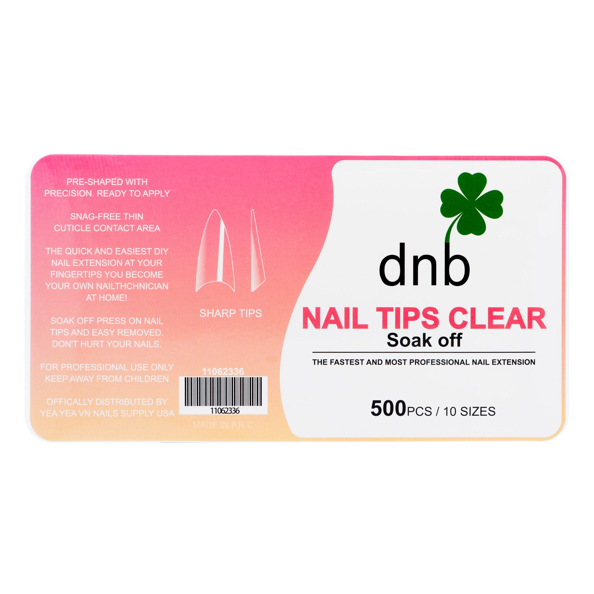 DNB Sharp Tips Clear Gel Tips, Soak-Off Nail Extensions