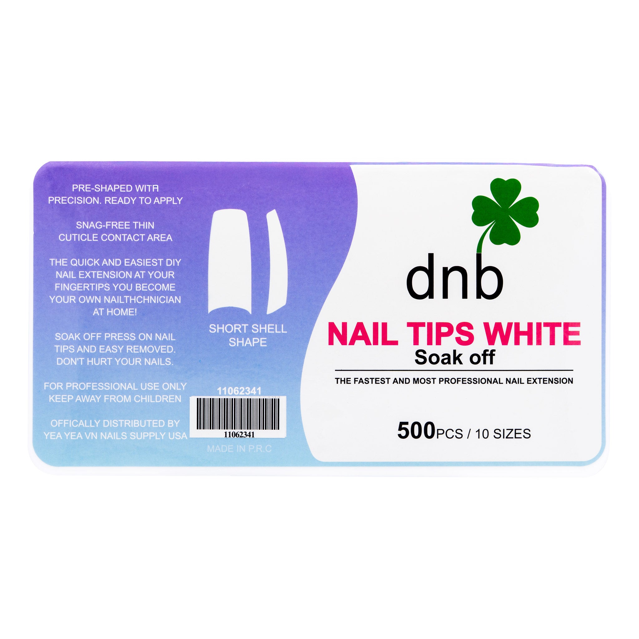 DNB Short Shell Shape White Gel Tips, Soak-Off Nail Extensions