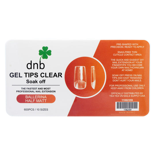 DNB Ballerina Half Matt Clear Gel Tips, Soak-Off Nail Extensions