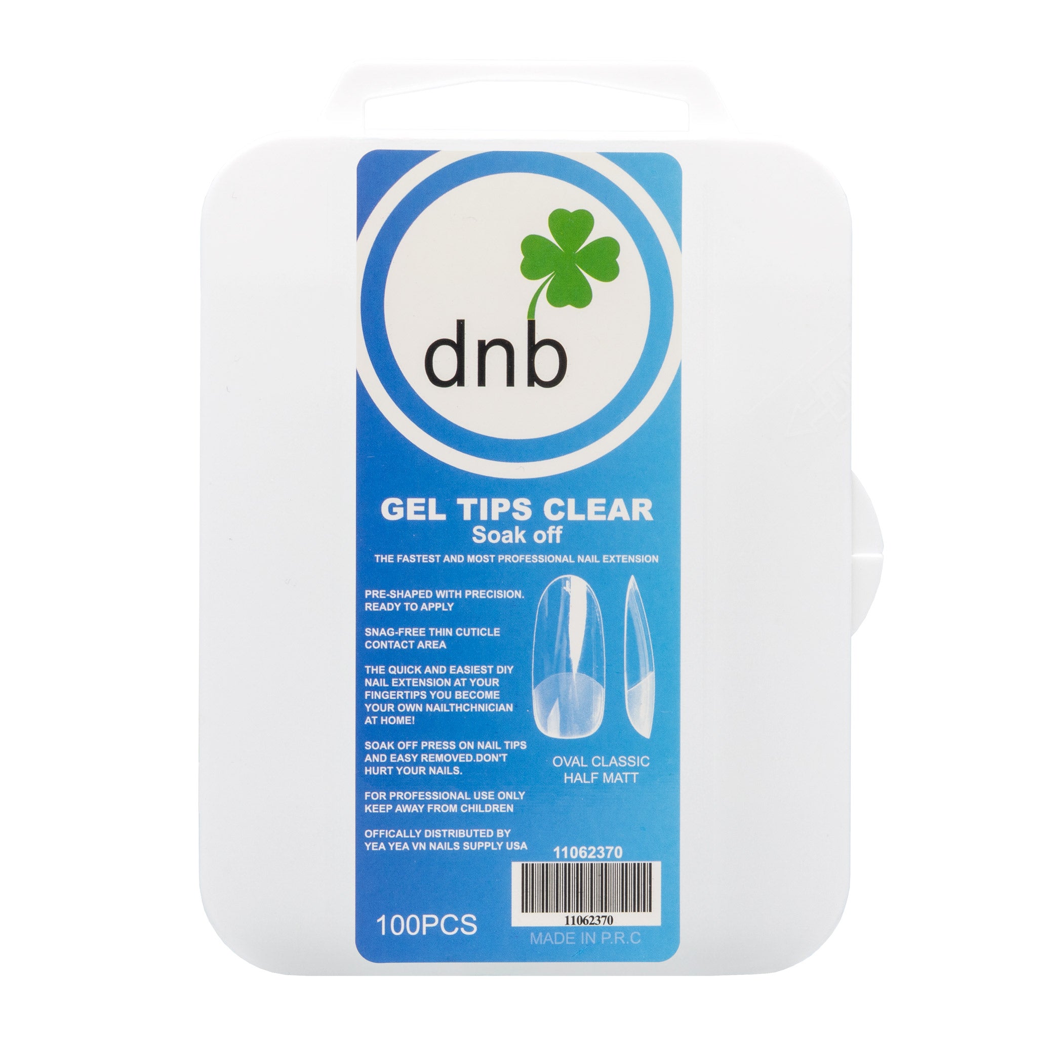 DNB Oval Classic Half Matt Clear Gel Tips, Soak-Off Nail Extensions