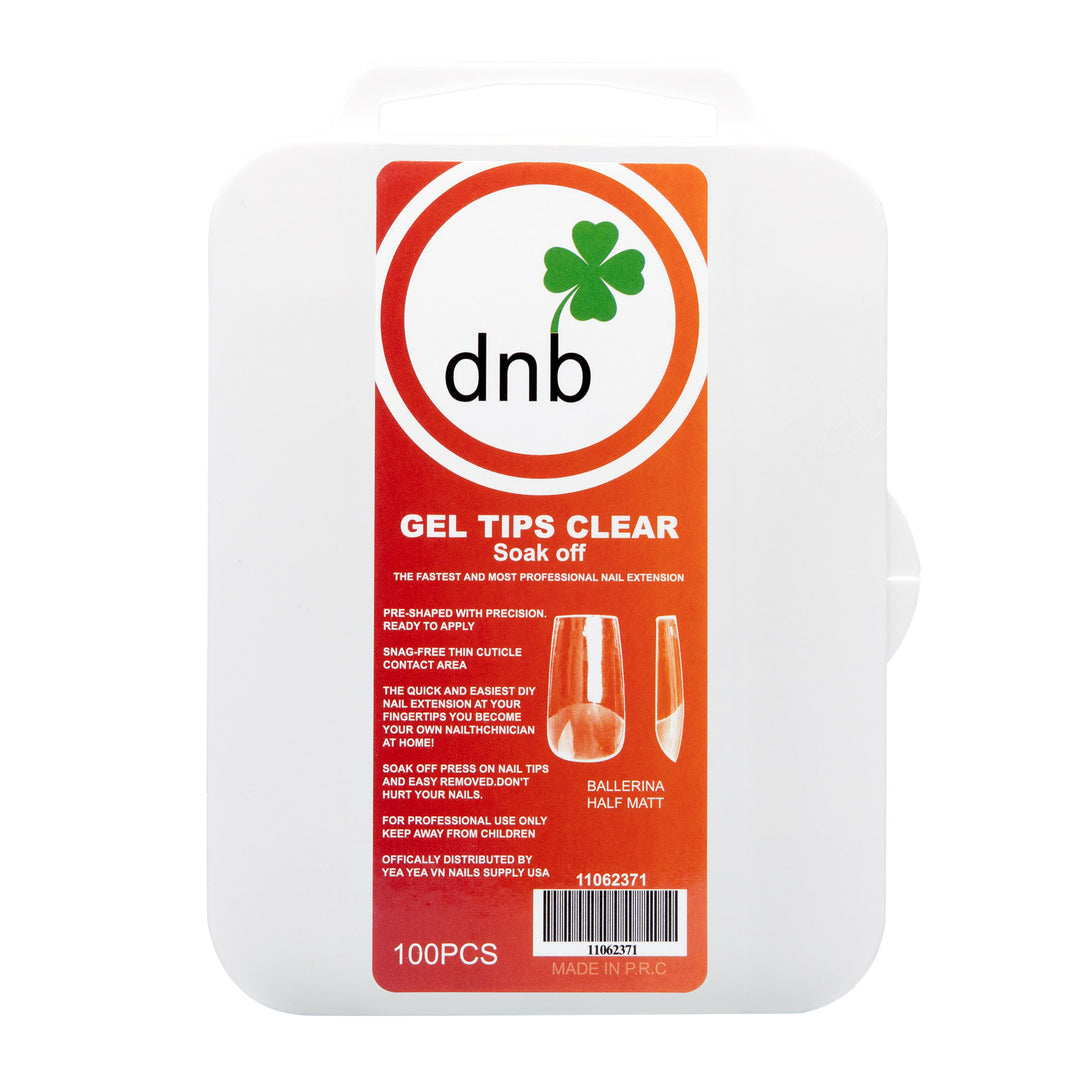 DNB Ballerina Half Matt Clear Gel Tips, Soak-Off Nail Extensions