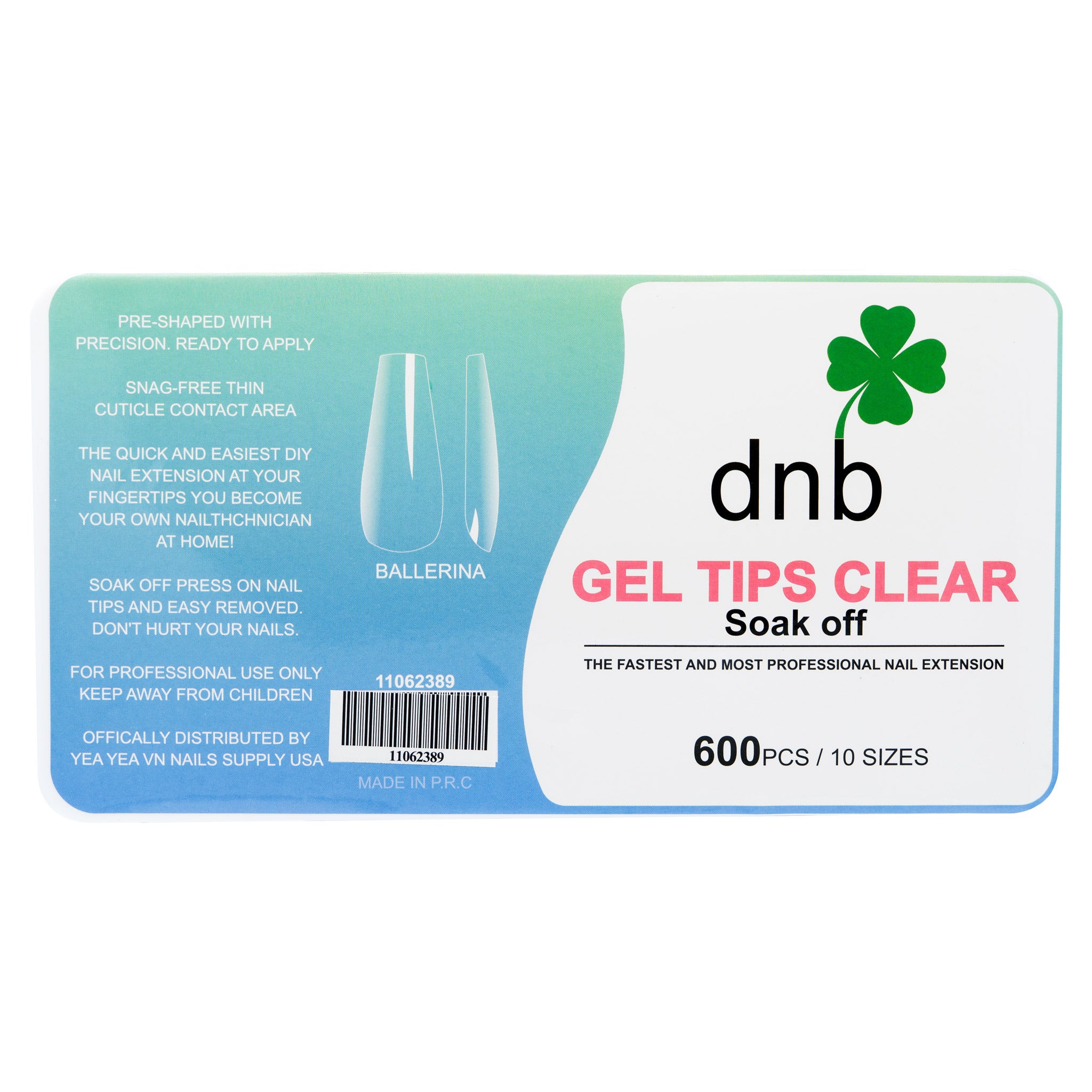 DNB Ballerina Clear Gel Tips, Soak-Off Nail Extensions