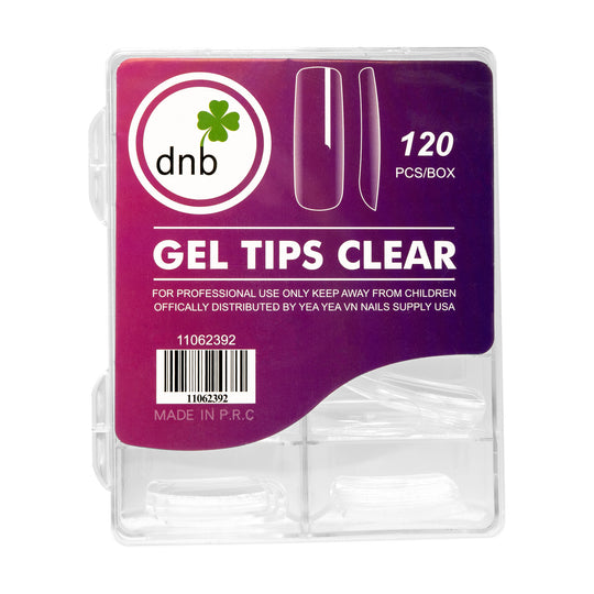 DNB Square Long Clear Gel Tips, Soak-Off Nail Extensions