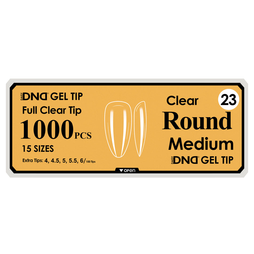DND Full Clear Gel Tips #23 Round Medium (1000 pcs)
