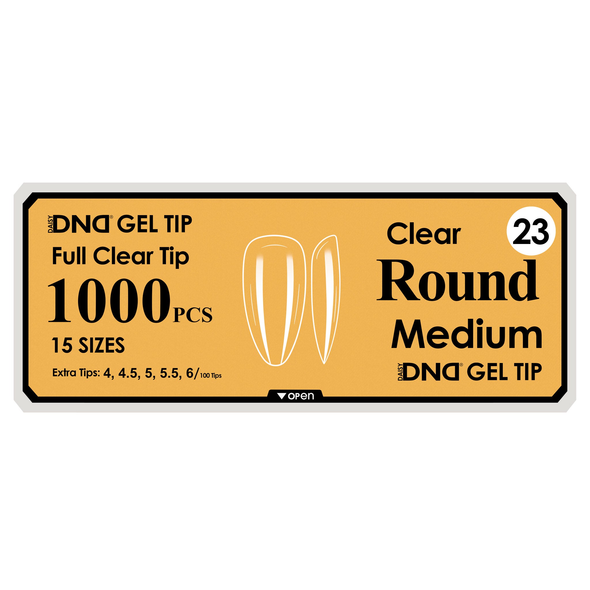 DND Full Clear Gel Tips #23 Round Medium (1000 pcs)