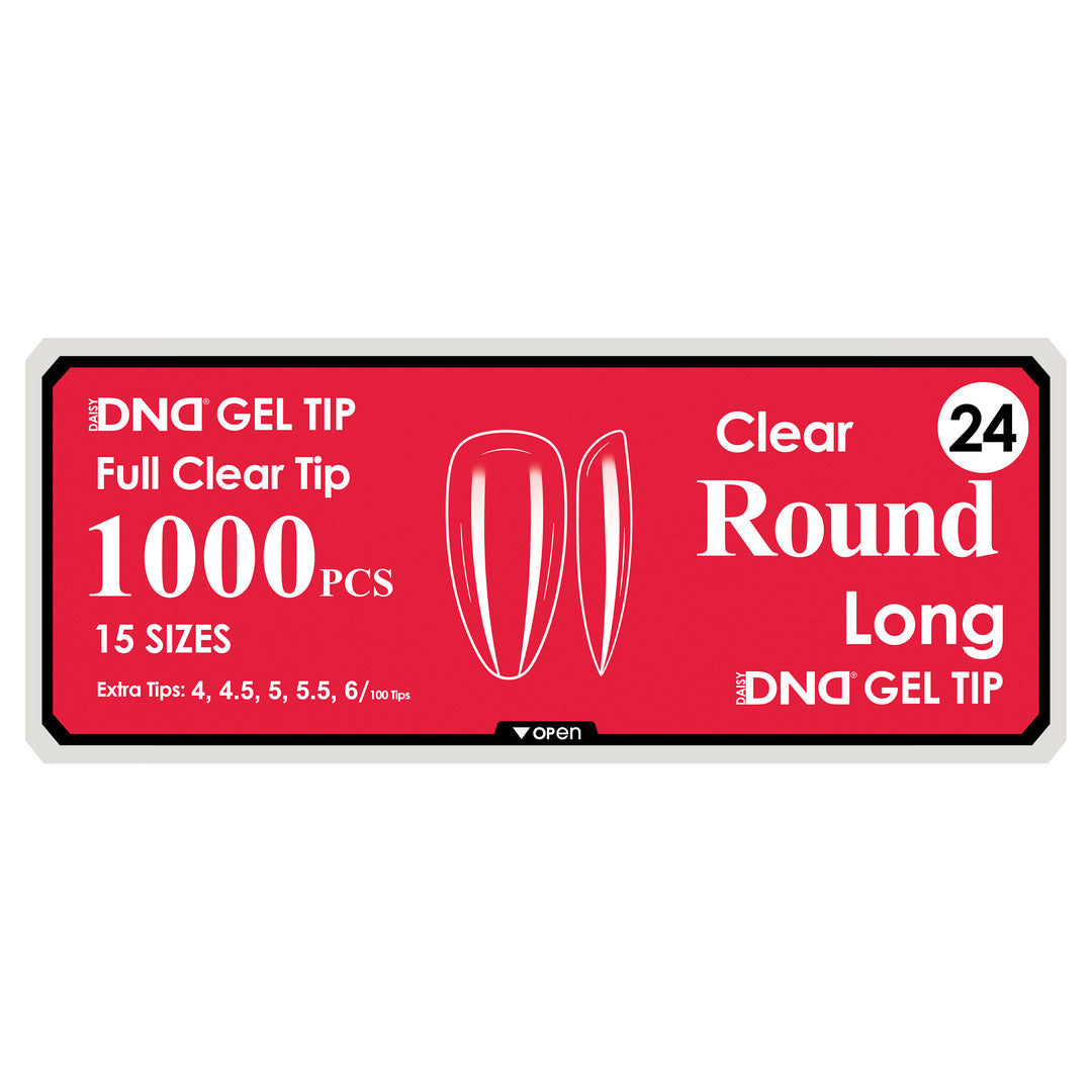 DND Full Clear Gel Tips #24 Round Long (1000 pcs)