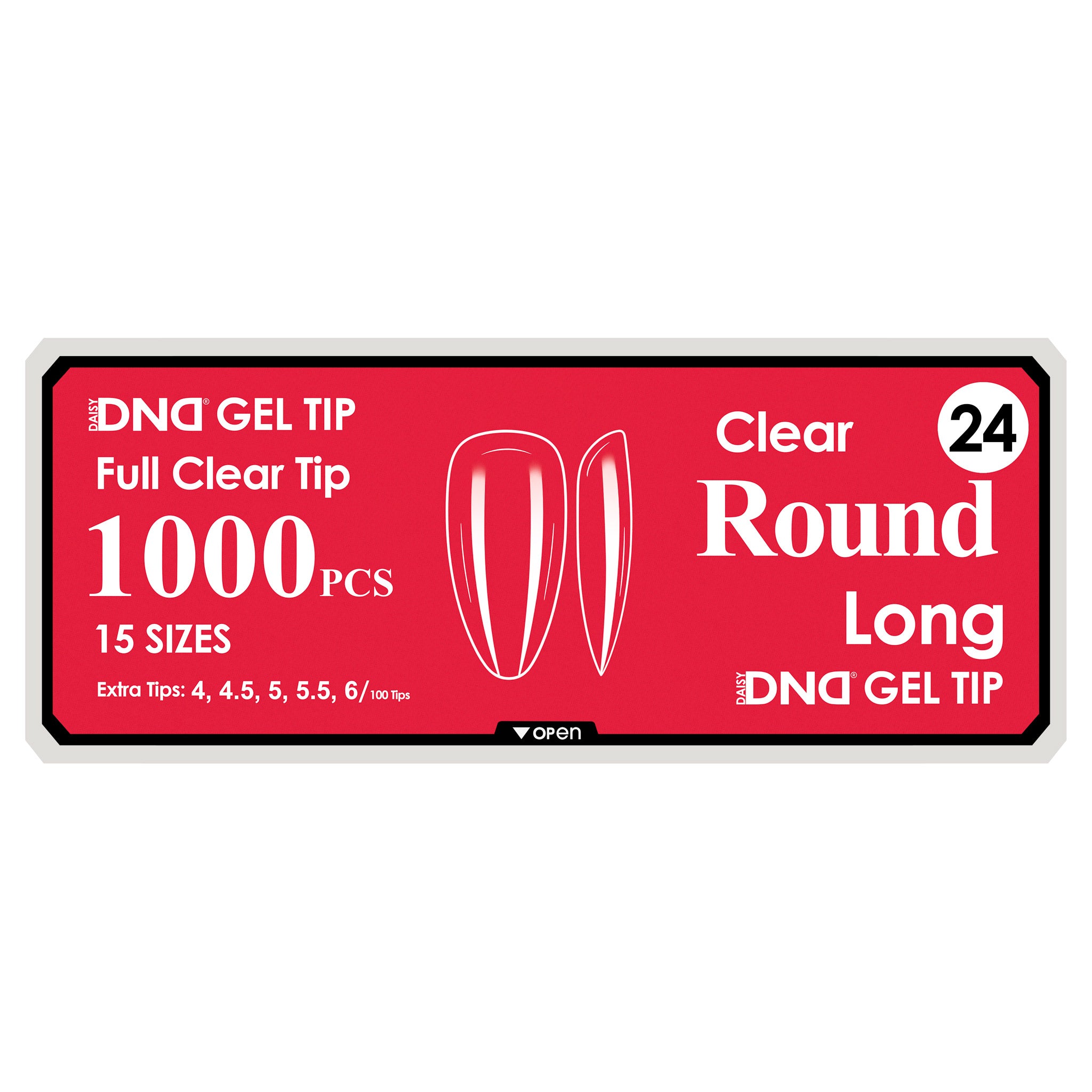 DND Full Clear Gel Tips #24 Round Long (1000 pcs)