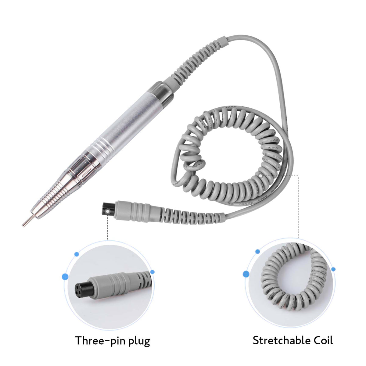 35000RPM Handpiece Drill for Nails with 3-Pin Plug Female Connector