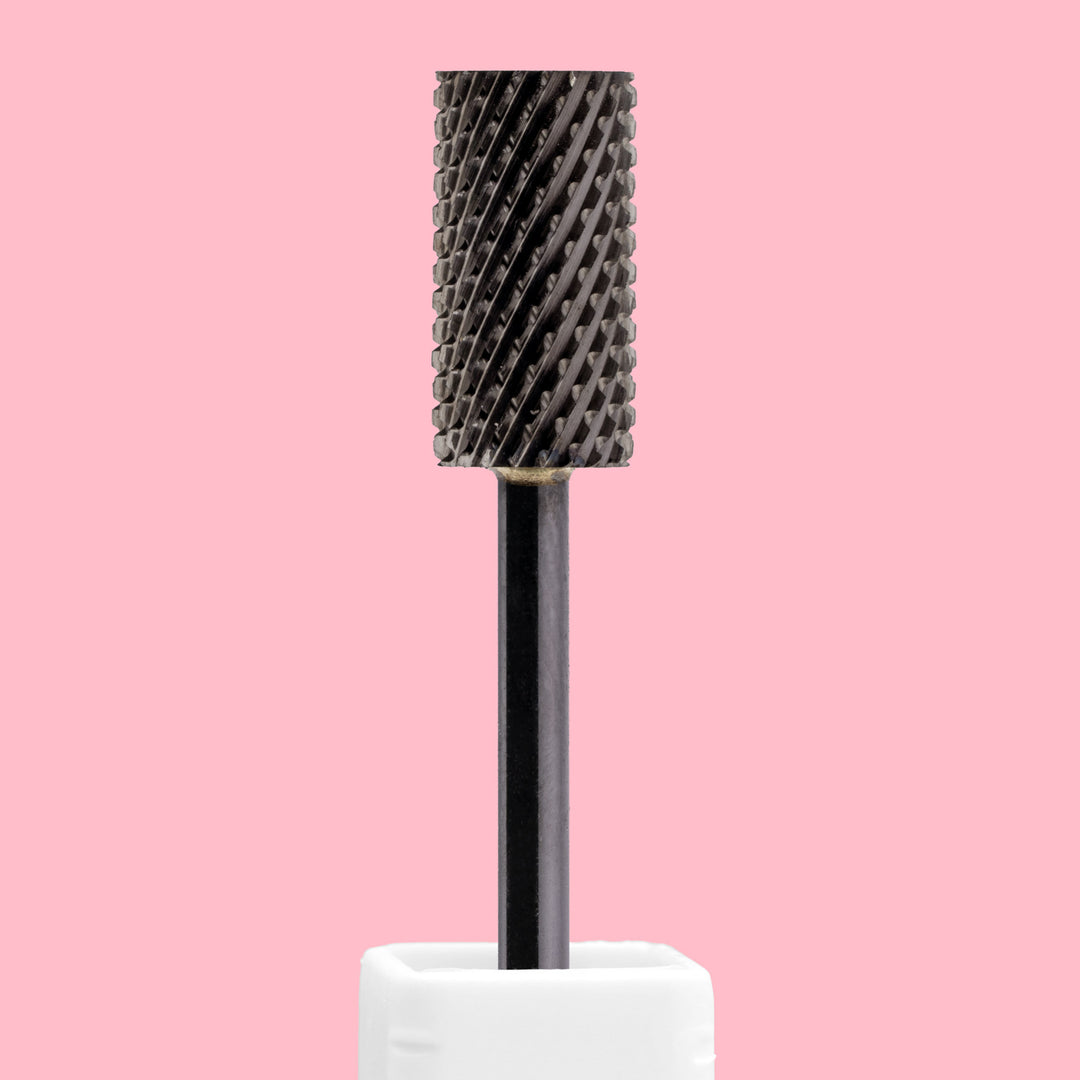 Large Barrel Flat Top DLC Black Nail Drill Bit