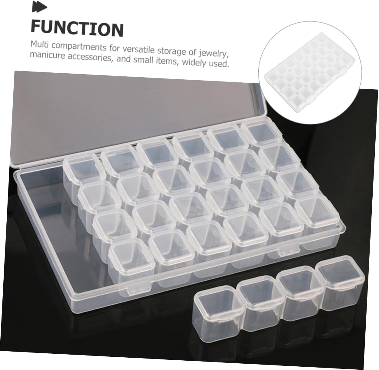 28 Grids Clear Nail Storage Box for Beads