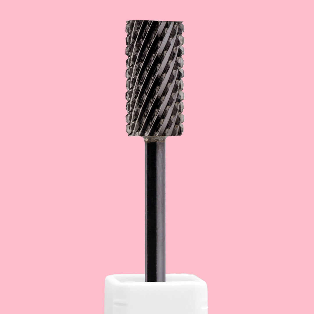 Large Barrel Flat Top DLC Black Nail Drill Bit