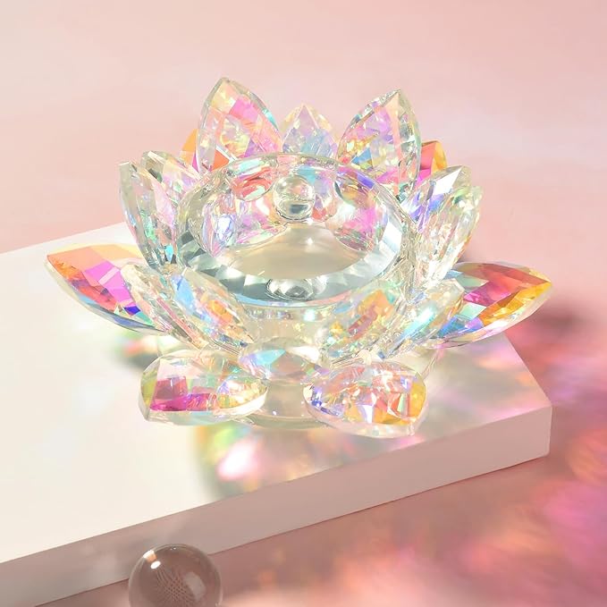 Nail Art Dappen Dish with Lid Lotus Flower Shape Crystal