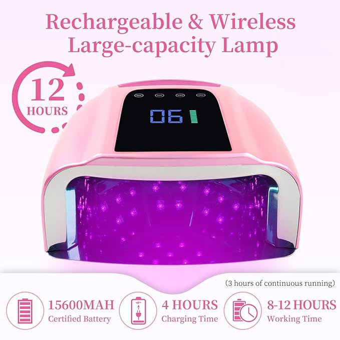 96W Rechargeable UV LED Nail Lamp for Fingernails and Toenails
