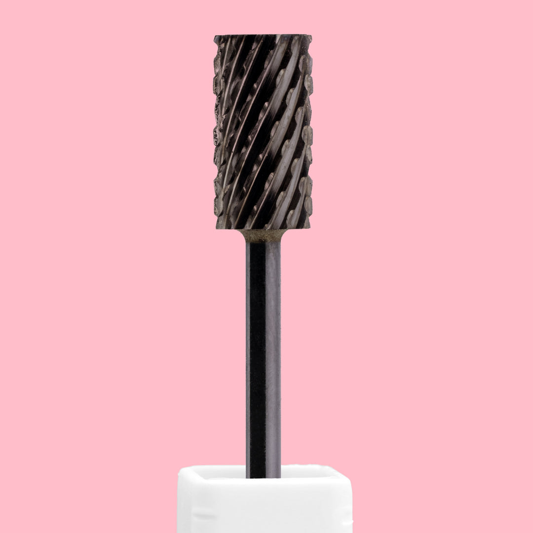 Large Barrel Flat Top DLC Black Nail Drill Bit