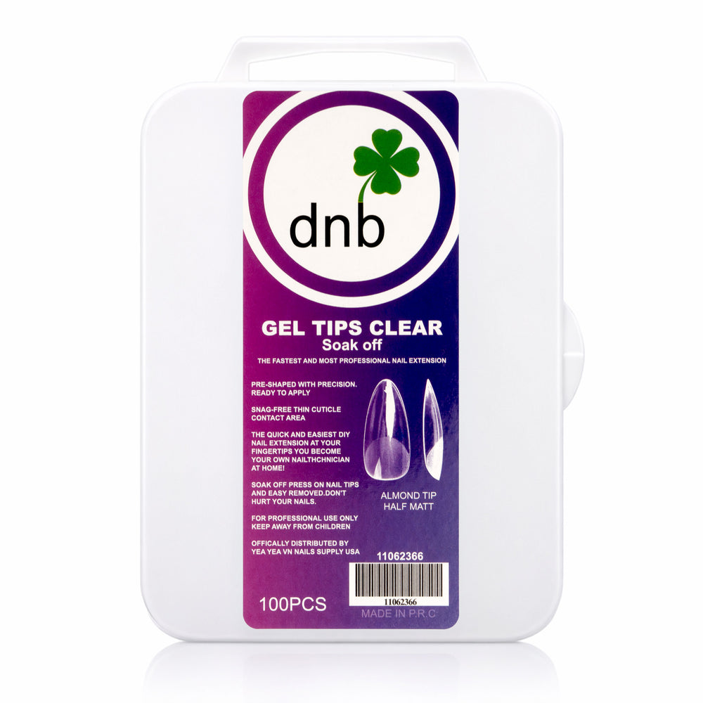 DNB Almond Half Matt Clear Gel Tips, Soak-Off Nail Extensions