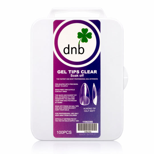 DNB Almond Half Matt Clear Gel Tips, Soak-Off Nail Extensions