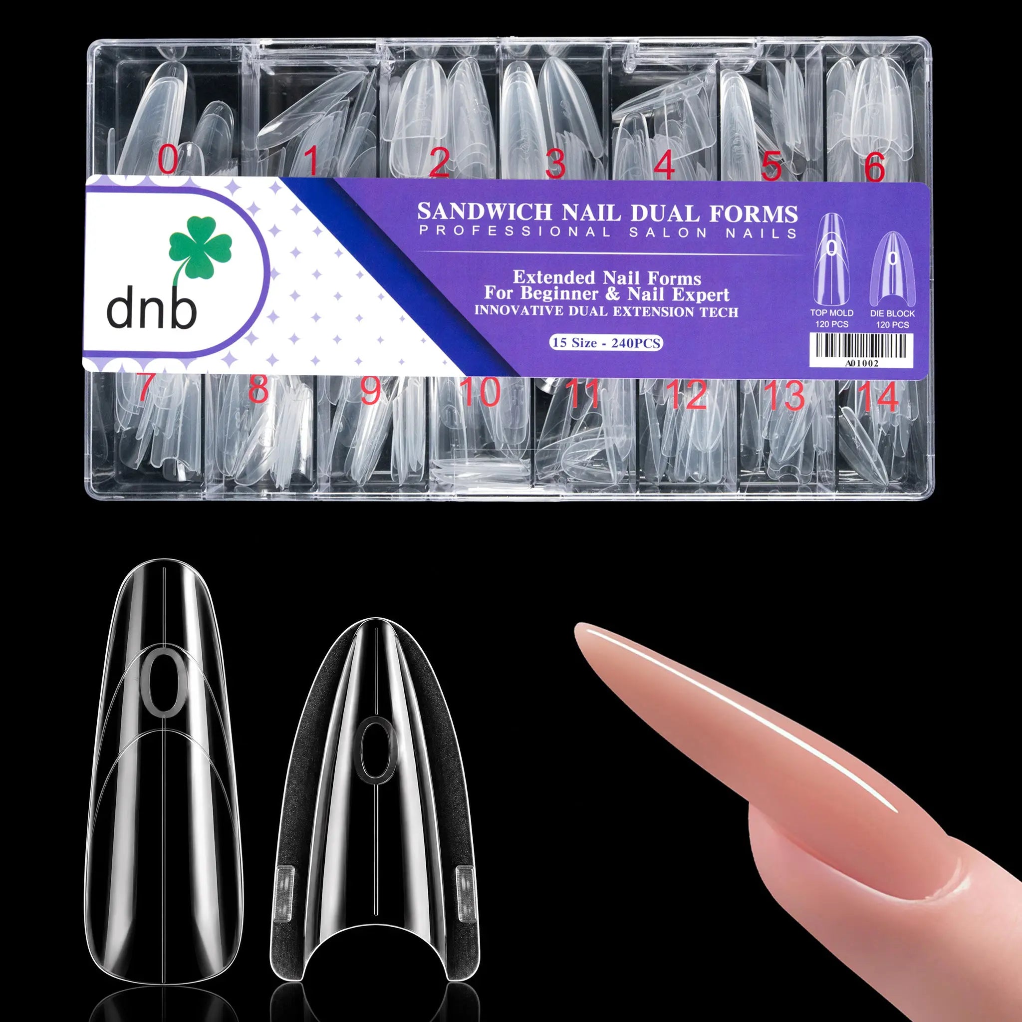 DNB Sandwich Nail Forms Almond (240pcs)