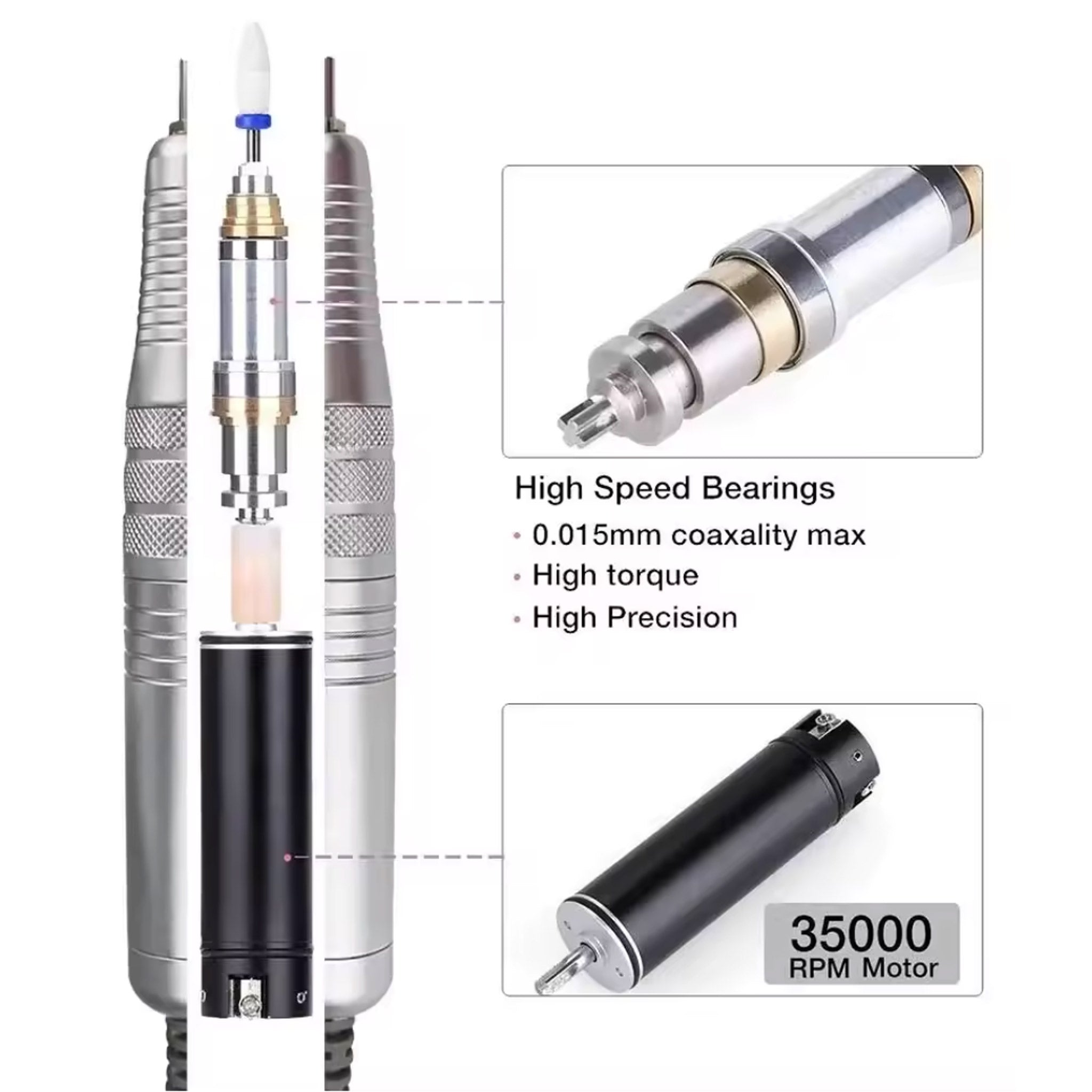 iBelieve Professional Portable Nail Drill Brushless 35000RPM