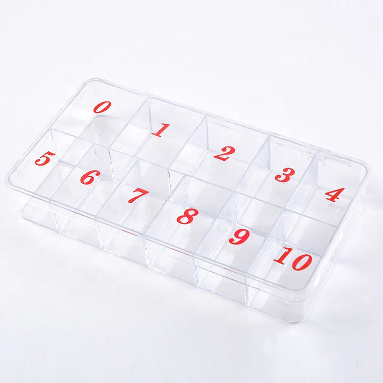 Clear Acrylic 10-Slot Nail Tip Organizer Box