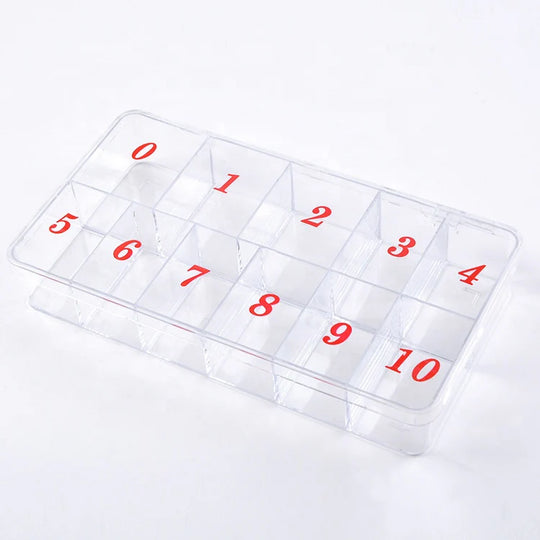 Clear Acrylic 10-Slot Nail Tip Organizer Box