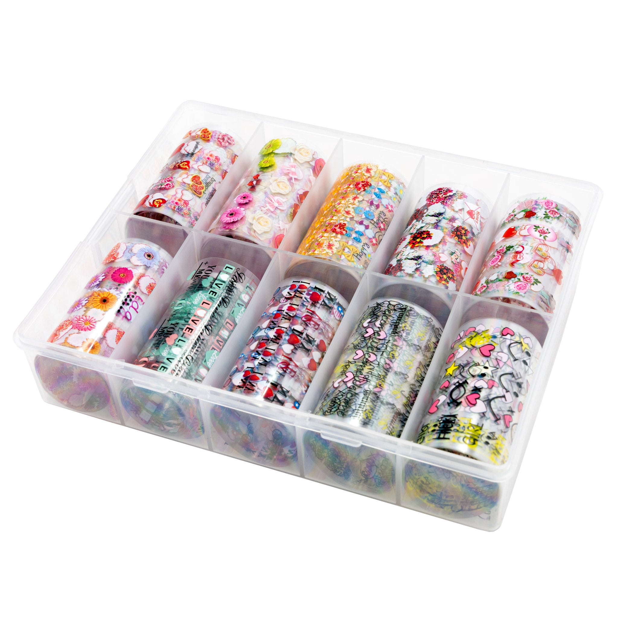 10 Roll Transfer Nail Foil Heart Pattern #02