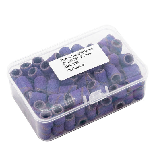 Manicure Sanding Bands Purple #60 Grit (100PCS)