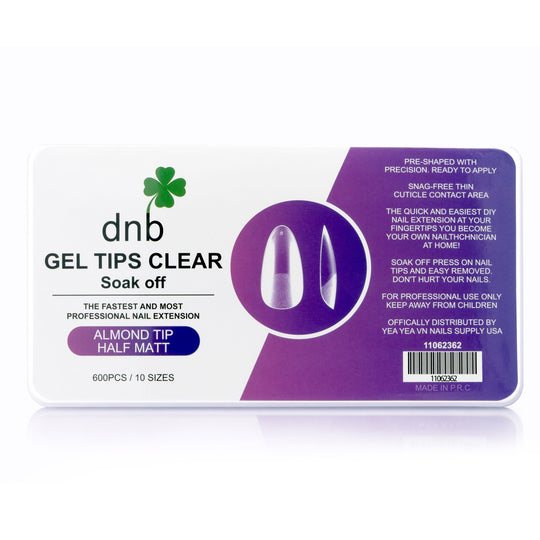 DNB Almond Half Matt Clear Gel Tips, Soak-Off Nail Extensions