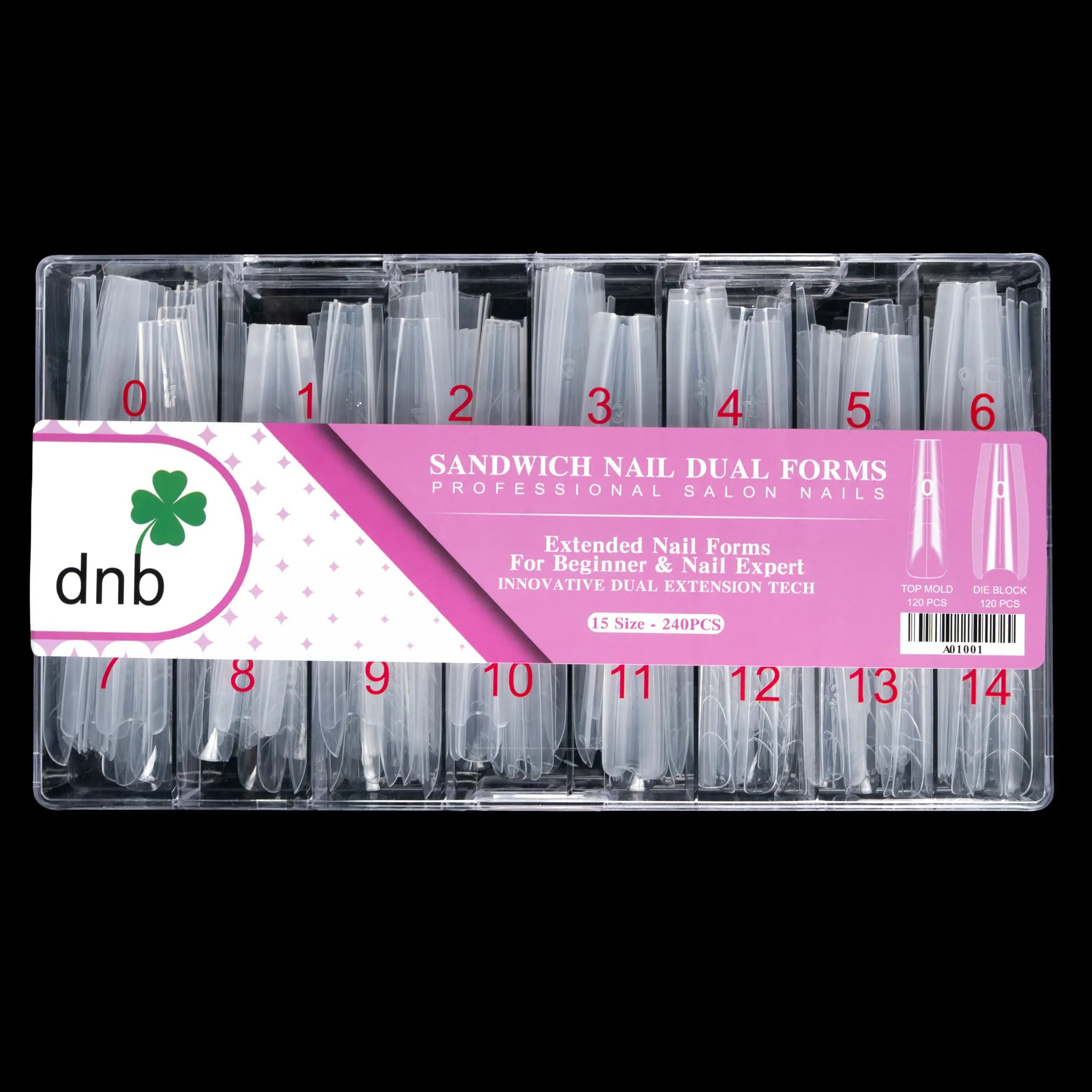 DNB Sandwich Nail Forms Long Coffin (240pcs)