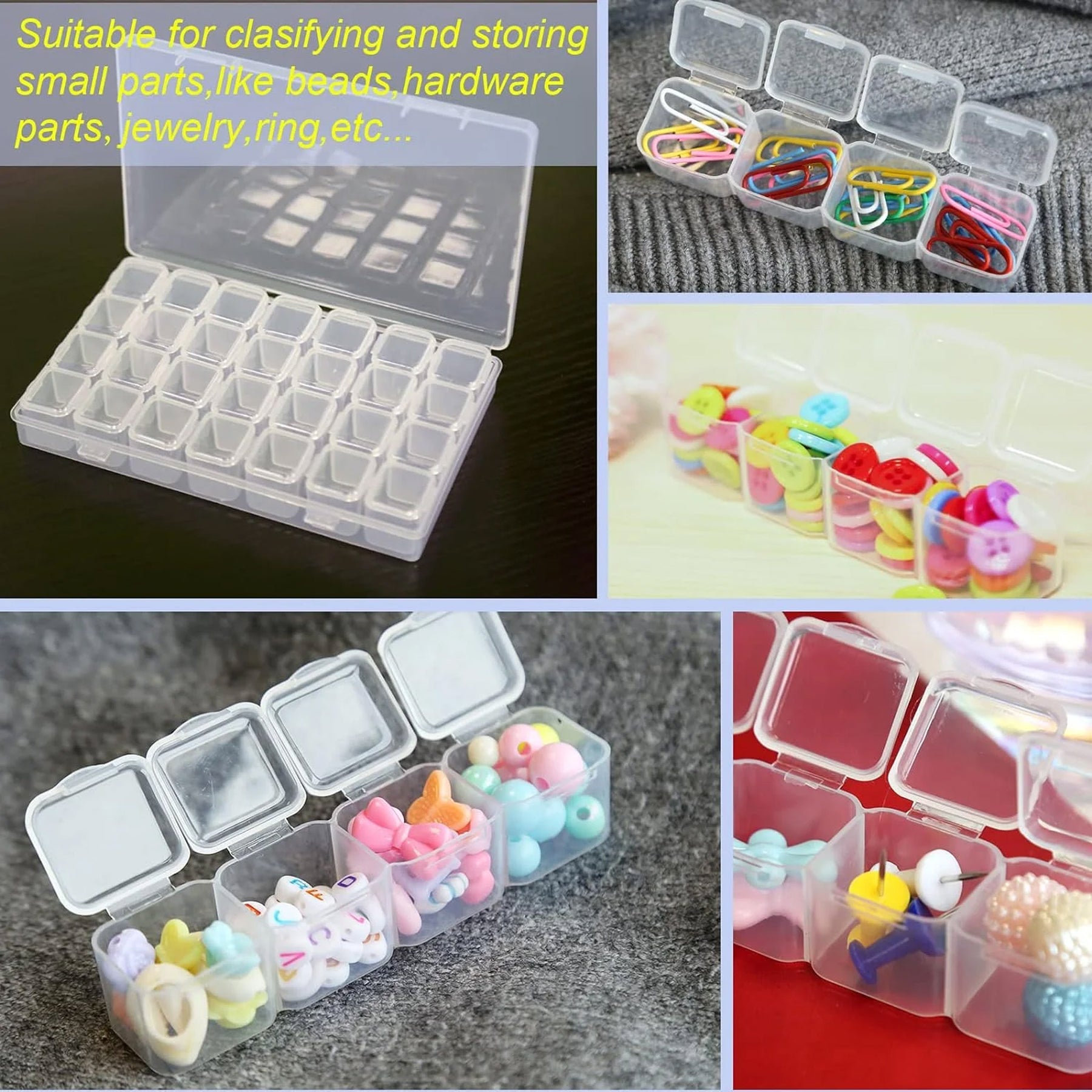 clear tackle box organizer Fishing Set with Adjustable Dividers, Size 3600 Trays Compartment Tackle Box 10-Pack 6-Grid Clear Tackle Box