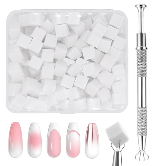 100PCS Soft Sponges with Grabbing Pen for Gradient Nail Art