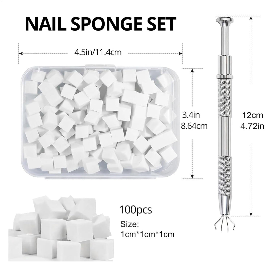 100PCS Soft Sponges with Grabbing Pen for Gradient Nail Art