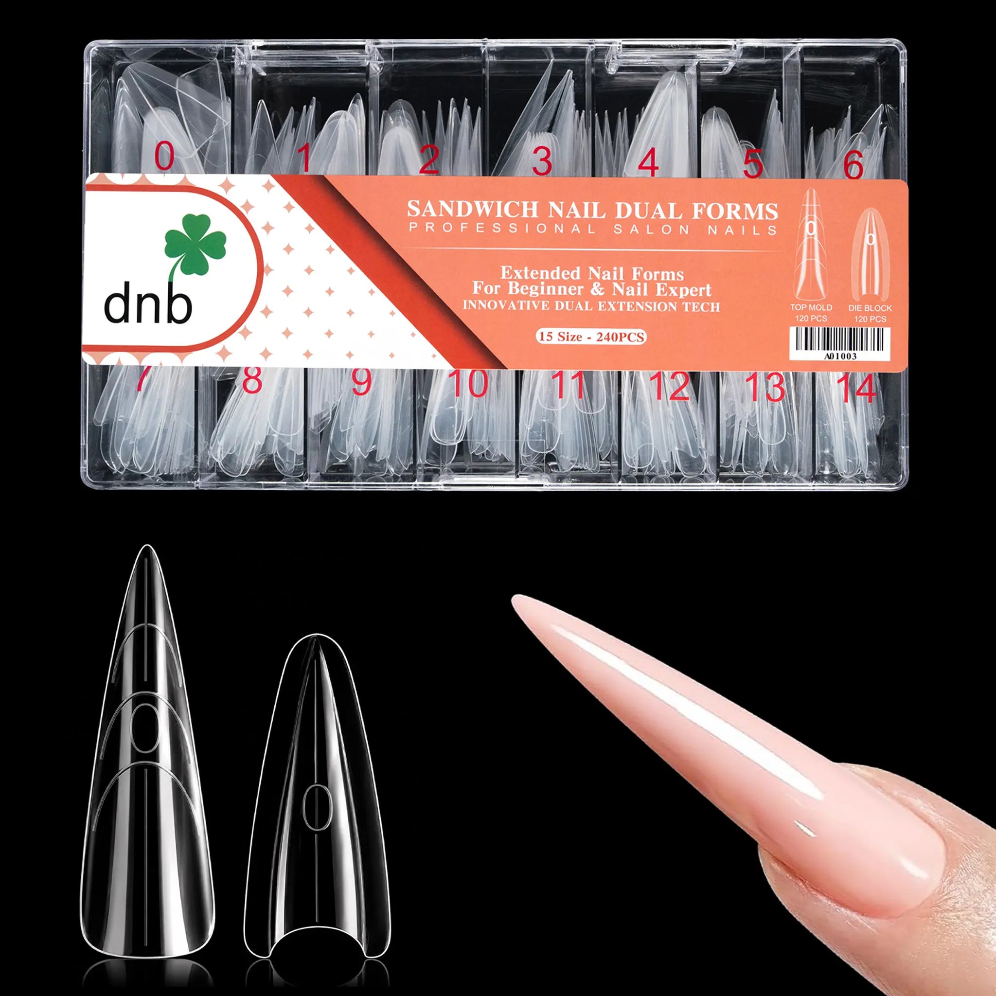 DNB Sandwich Nail Forms Long Stiletto (240pcs)