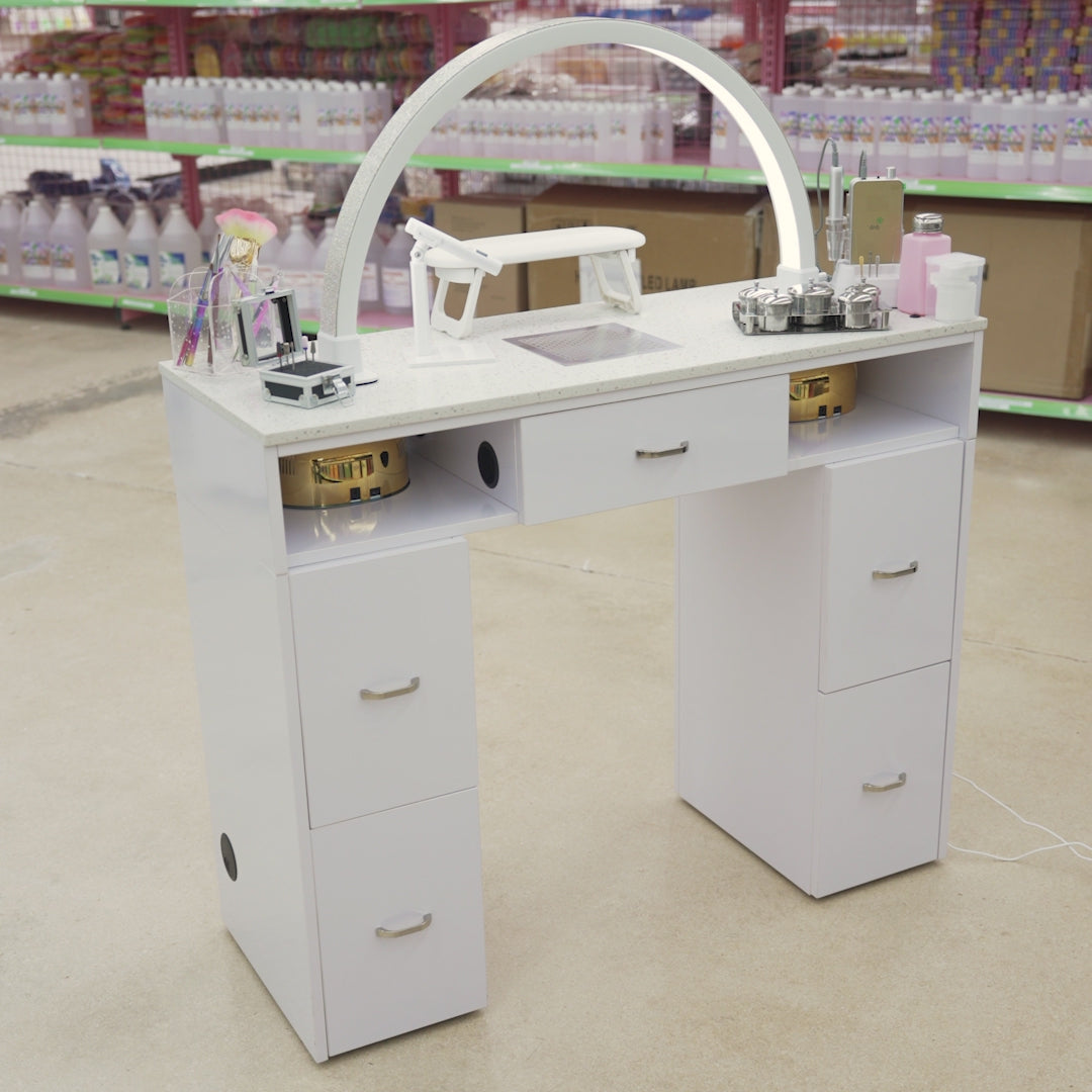 Marble Manicure Table with Dust Collector