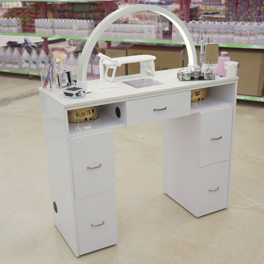 Marble Manicure Table with Dust Collector
